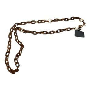 Adjustable Interlocking Chain Belt with Round Gold Accents Brown